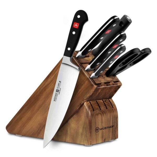 Wusthof Classic Ikon 7 Piece Slim Knife Set with Acacia Block